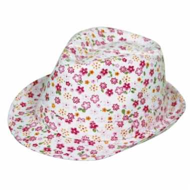 Roze Tribly dames hoed met bloemen