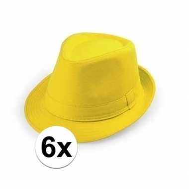 X geel trilby verkleed hoedjes volwassenen