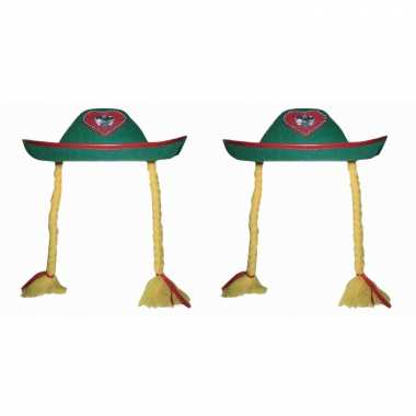 X stuks groen tiroler oktoberfest verkleed hoedje vlechten dames