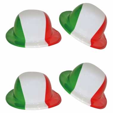 X stuks plastic bolhoed italiaanse vlag kleuren