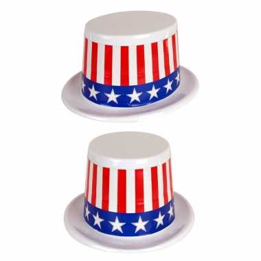 X stuks plastic usa amerikaanse thema hoed stars and stripes