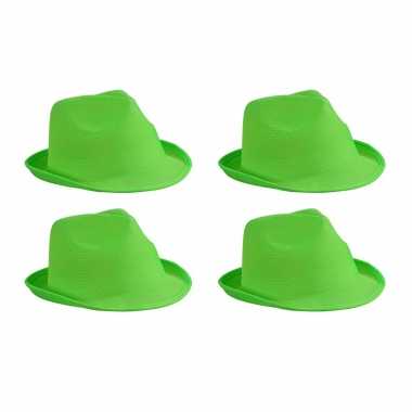 X stuks trilby feesthoedje lime groen volwassenen