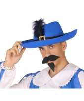 Blauwe musketier verkleed hoed volwassenen