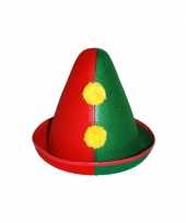 Clowns hoedje rood groen