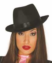 Luxe zwarte gangster maffia trilby gleufhoed volwassenen