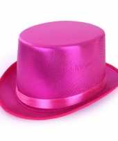Roze hoge hoed metallic volwassenen
