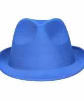 Toppers blauw trilby verkleed hoedje gleufhoed volwassenen