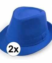 X blauw trilby verkleed hoedjes volwassenen 10114693