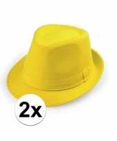 X geel trilby verkleed hoedjes volwassenen 10114756