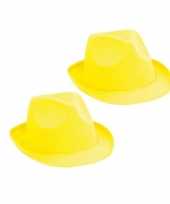 X gele trilby verkleed hoedjes volwassenen