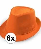 X oranje trilby verkleed hoedjes volwassenen 10114677