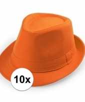 X oranje trilby verkleed hoedjes volwassenen 10114686