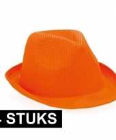 X oranje trilby verkleed hoedjes volwassenen 10139906