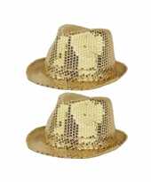 X stuks gouden carnaval verkleed hoed pailletten 10296294