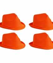 X stuks trilby feesthoedje oranje volwassenen 10309909