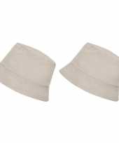 X stuks vissershoedjes zonnehoedjes wit naturel volwassenen 10213877