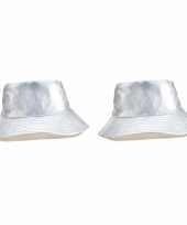 X stuks vissershoedjes zonnehoedjes zilver volwassenen 10213885