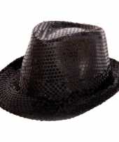 Zwarte trilby hoed pailletten volwassenen